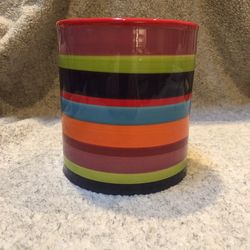 FTD Striped Cylinder Ceramic Vase 5.5” High 5” In Diameter 