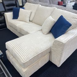 New Corduroy, Sectional In Cream Or Black