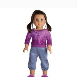 American girl chrissa pajama, short slippers good condition. Panys do have runs on them. Please see detailed pics.