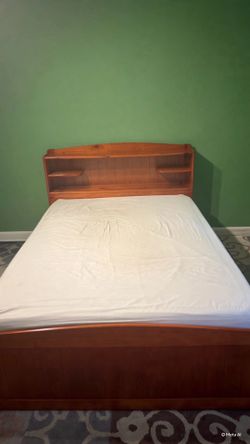 Full Size Bed with Mattress & Bookcase Headboard