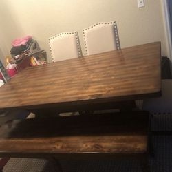 Dining table, Chairs And Bench