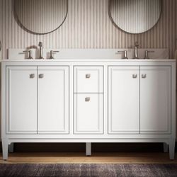 Kohler Clave 60" Bathroom Vanity Cabinet with Sink and Quartz Top $580