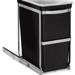 simplehuman 30 Liter / 8 Gallon Under Counter Kitchen Cabinet Pull-Out Trash Can, Heavy-Duty Steel Frame