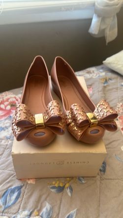 Rose Gold Gold Bow Melissa Woman Shoes Size 7