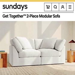 NEW IN-BOX + Free Delivery SUNDAYS™ Get Together™ 2-Piece Modular Sofa, Washable (Retail $2,780+tax)