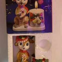 Vintage Christmas Reindeer Candle Holder  