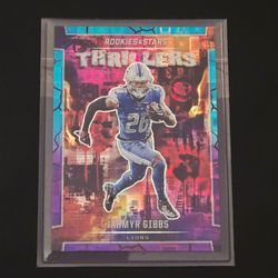 2024 Panini Rookies & Stars - Thrillers Jahmyr Gibbs Red Plaid Prizm /135