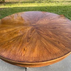 Round Solid Wood Table With Extender