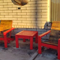 Rustic Modern Outdoor Adirondack Chair Patio Set