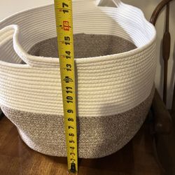 Extra Large Decorative Woven Cotton Rope Basket - 22 Inches