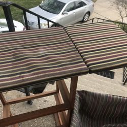 An Old Fashion , Vintage Iron Board With Missing Shelves That Can Be Replaced.  Two Matching Baskets (NO SHIPPING) Need To Be Clean