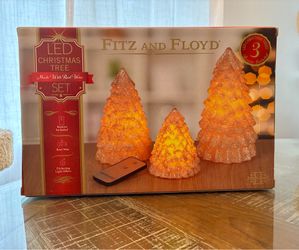Fitz and Floyd LED Christmas Tree Set of 3 Candles