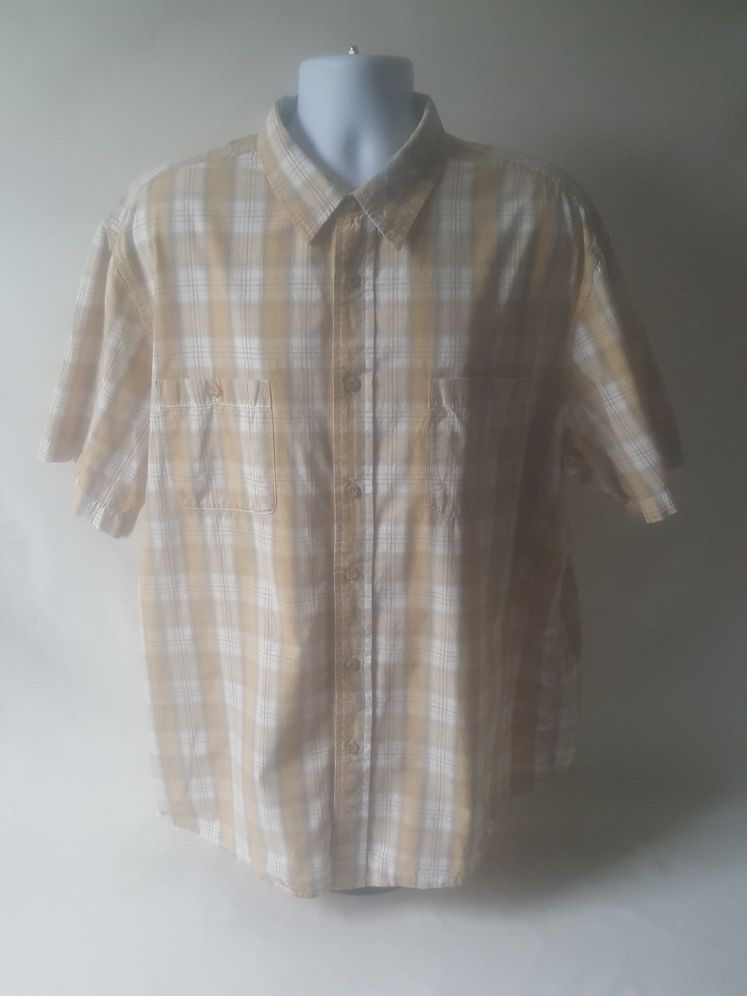 Outdoor life men's beige plaid short-sleeve button-down shirt size 2XL