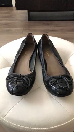 Cole Haan Black Leather Ballet Flats with Bow Detail size 8.5