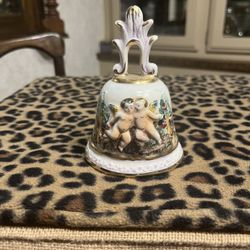 Vintage Capodimonte Porcelain Bell With Cherubs