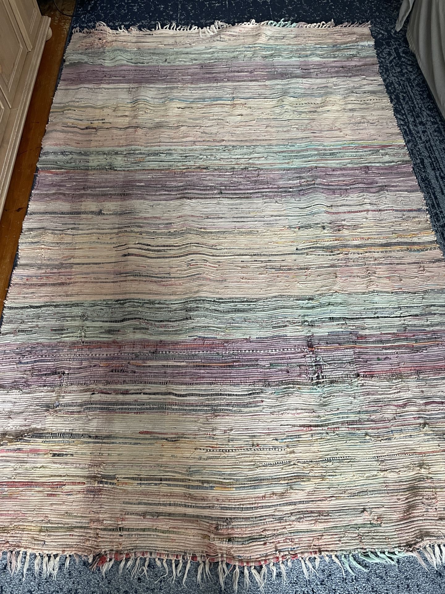 Multi Colored Woven Fringe Rug
