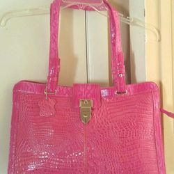 Extra Large Pink Patent Leather Brief/Shoulder Bag