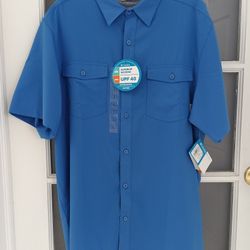 Columbia Omni-Shade Short Sleeve Shirt - Size: LARGE - Outdoor Fishing Men’s - UPF 40 - Color: BLUE - NWT - BRAND NEW WITH TAGS
