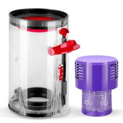 Canister Dust Bin Replacement for Dyson V10 SV12 Animal Absolute Vacuum Cleaner Canister,Large Dust Bin Compatible w V10 Part No.969509-01,with HEPA