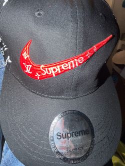 Supreme Snapback Hat Black Red Embroidered