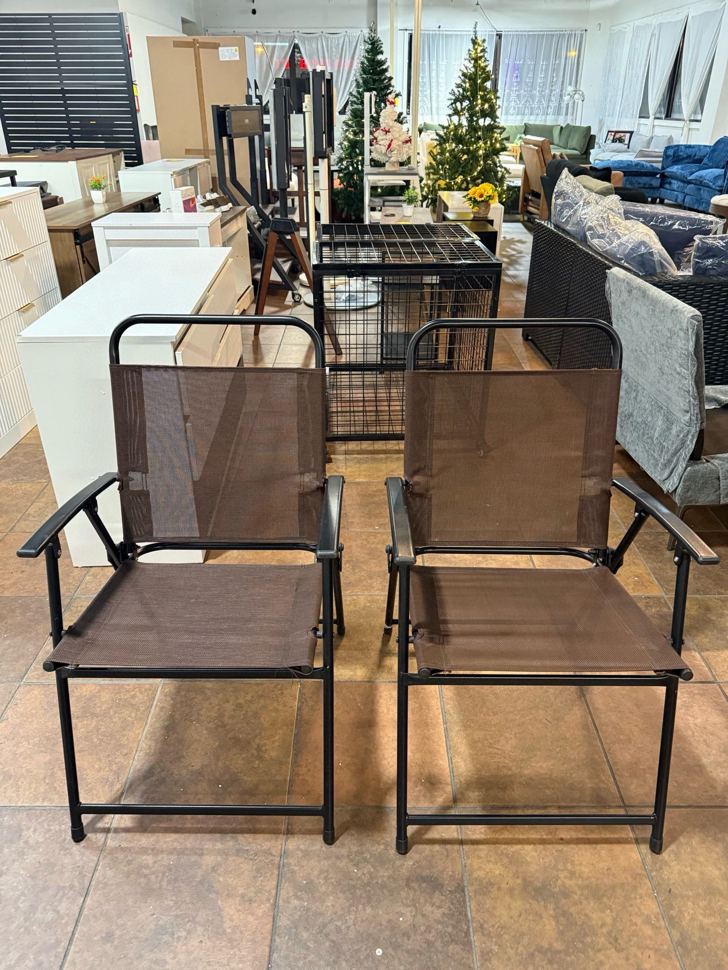 🔥Special Discount (Set of 2)🔥Brown Foldable Metal Outdoor Dining Chair(Brown)💰40$ Decatur Location 2272 Lawrenceville Hwy Decatur, Georgia 30033  B