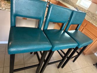 3 Teal Counter Height Bar Stools
