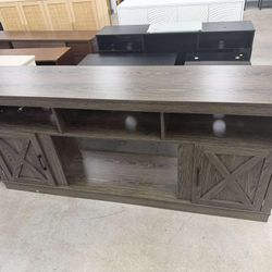 TV Stand for TVs up to 80", Farmhouse Entertainment Center with LED(Fireplace not included)