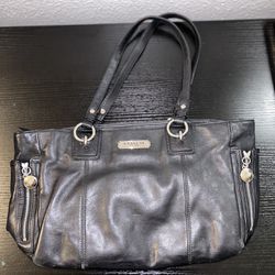 Coach Mid-Size Women’s Soft Black Leather Handbag Shoulder Bag F19252