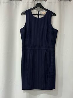 Brooks Brothers Red Fleece Dress 12 Navy Blue Wool Pinstripe Sheath Sleeveless