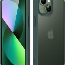 kwmobile Case for iPhone 14 Pro Max Case - Translucent Hard Cases - Shockproof Phone Cover w/Soft TPU Silicone Bumper - Dark Green/Matte Transparent