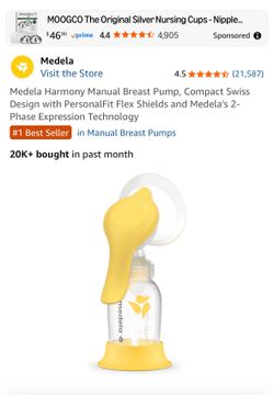 Medela Harmony Manual Breast Pump, Compact Swiss Design with PersonalFit Flex Shields and Medela's 2-Phase Expression Technology