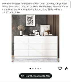 White 9-Drawer Dresser