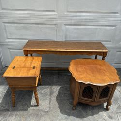 3 pc:  entryway/ sofa table / console table $65, 2 side / table  $40 ea