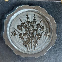 Jeannette Glass Company "Iris Clear" pressed glass sandwich plate