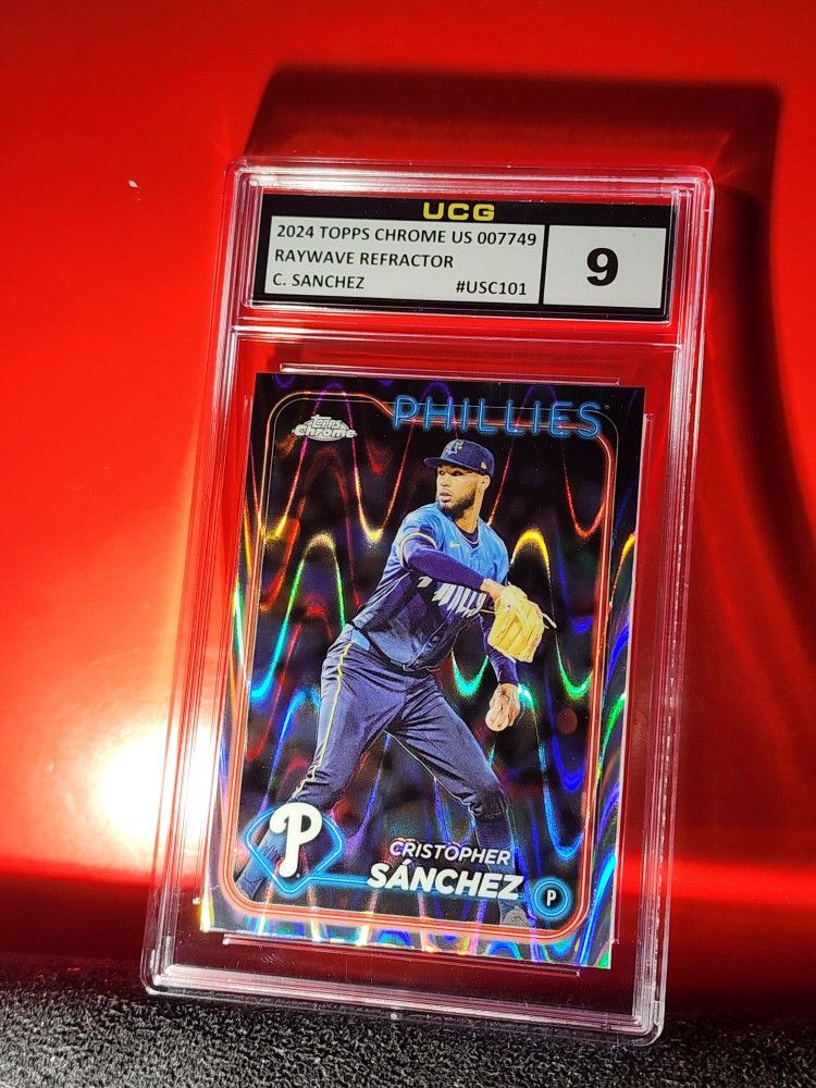 2024 Topps Chrome Update Ray Wave Refractor Cristopher Sanchez Rookie UCG MT 9
