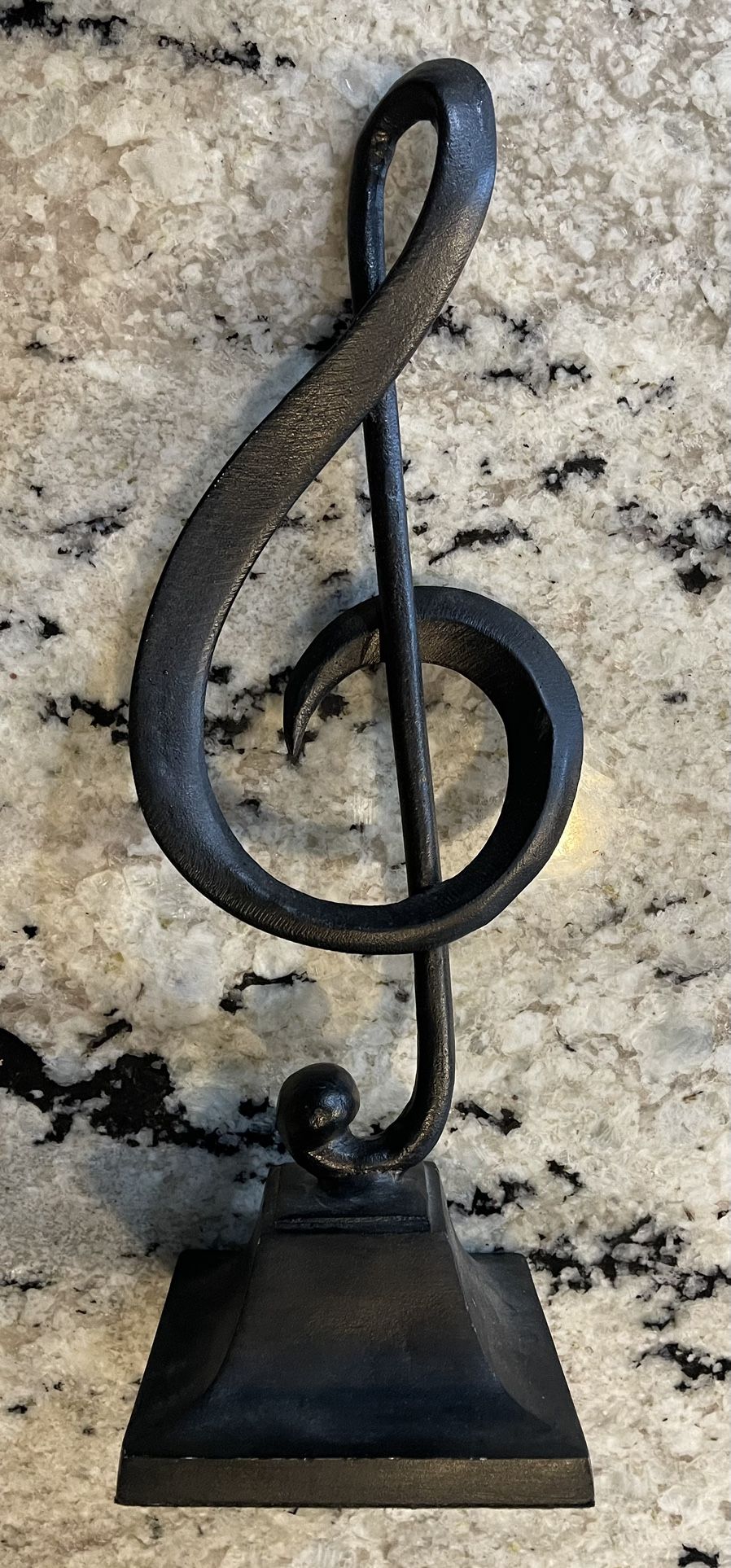 Treble Clef / Vtg Single 15.5” H Cast Iron Black Treble Clef Music Note Statue