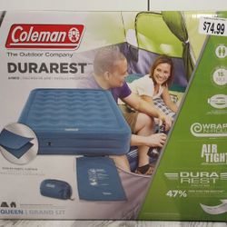 Air Bed & Electric Pump - Brand-new Coleman Durarest, Queen-size