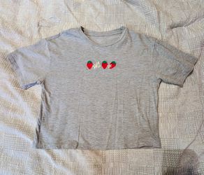 Heather Grey Crop Top With Strawberry Knit Design