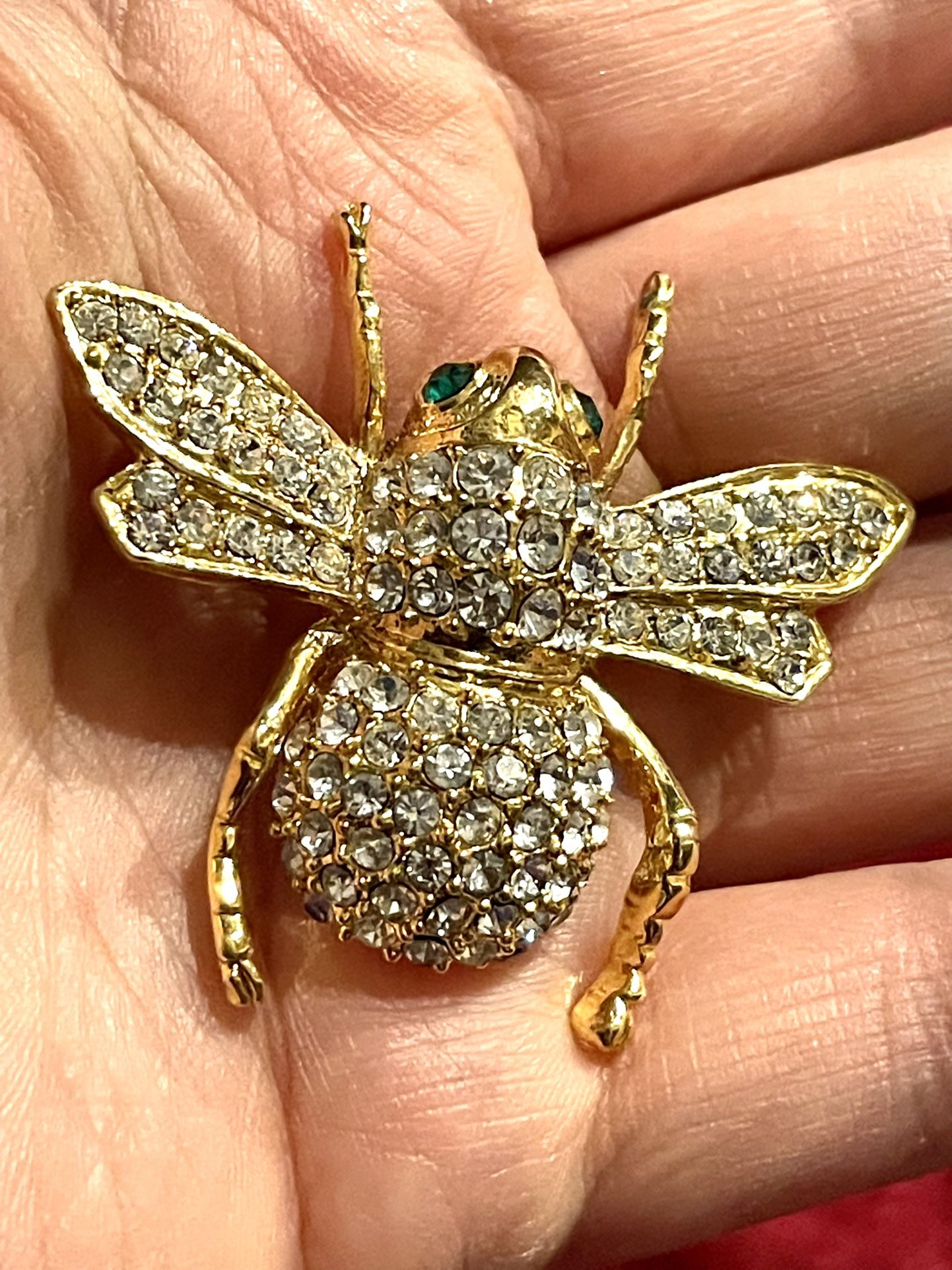 Large Crystal Paved Insect Brooch