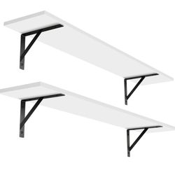 DINZI LVJ Long Wall Shelves, 39.4Inch Wall Mounted Shelves Set of 2, Easy-to-Install, Wall Storage