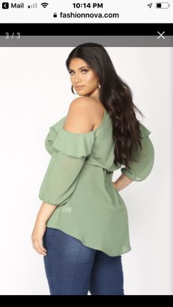 Fashion Nova Ruffle Top Sage