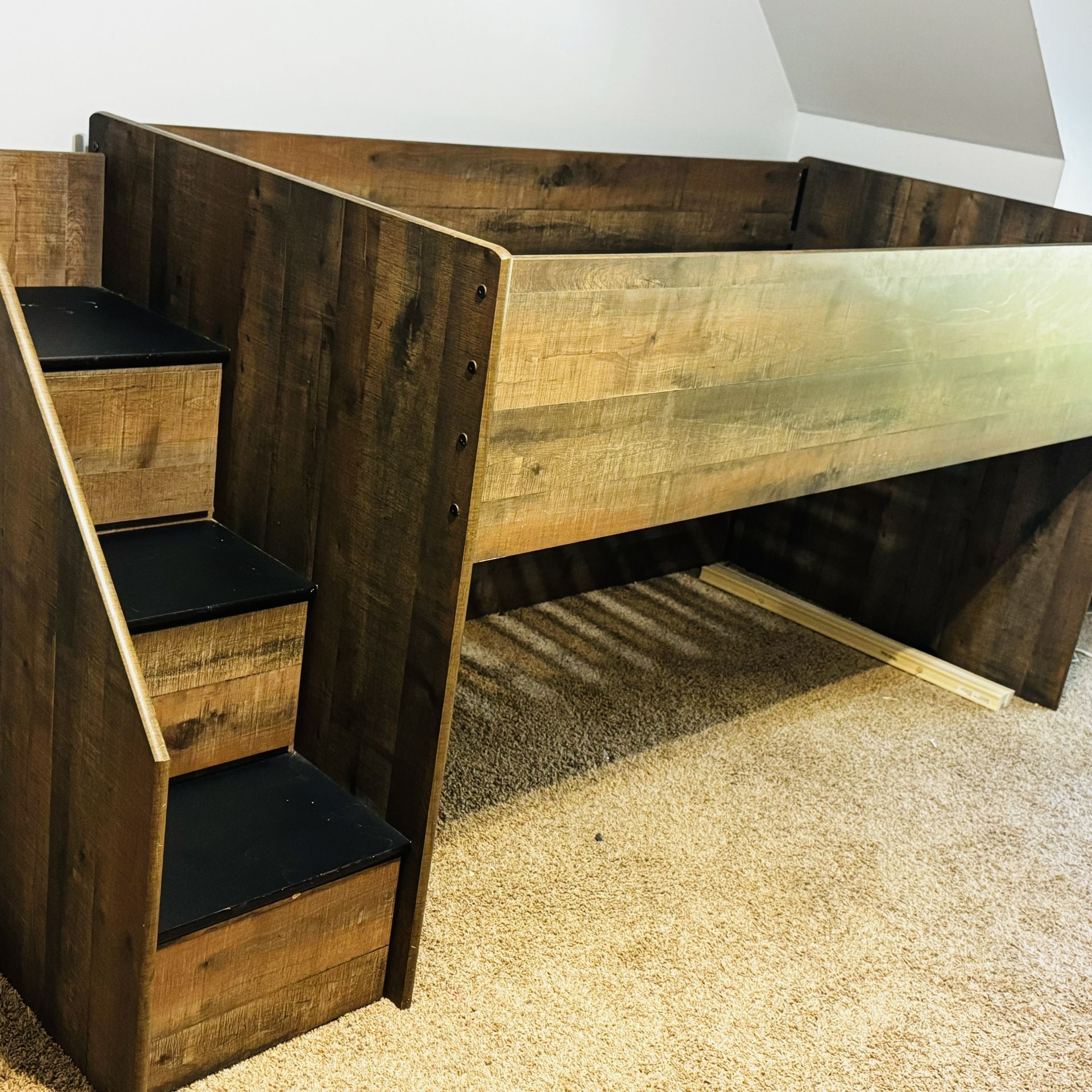 Twin Loft Bed with 3 Drawer Storage and Bookcase -Lightly Used