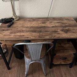 Desk, File Cabinet And Chair 