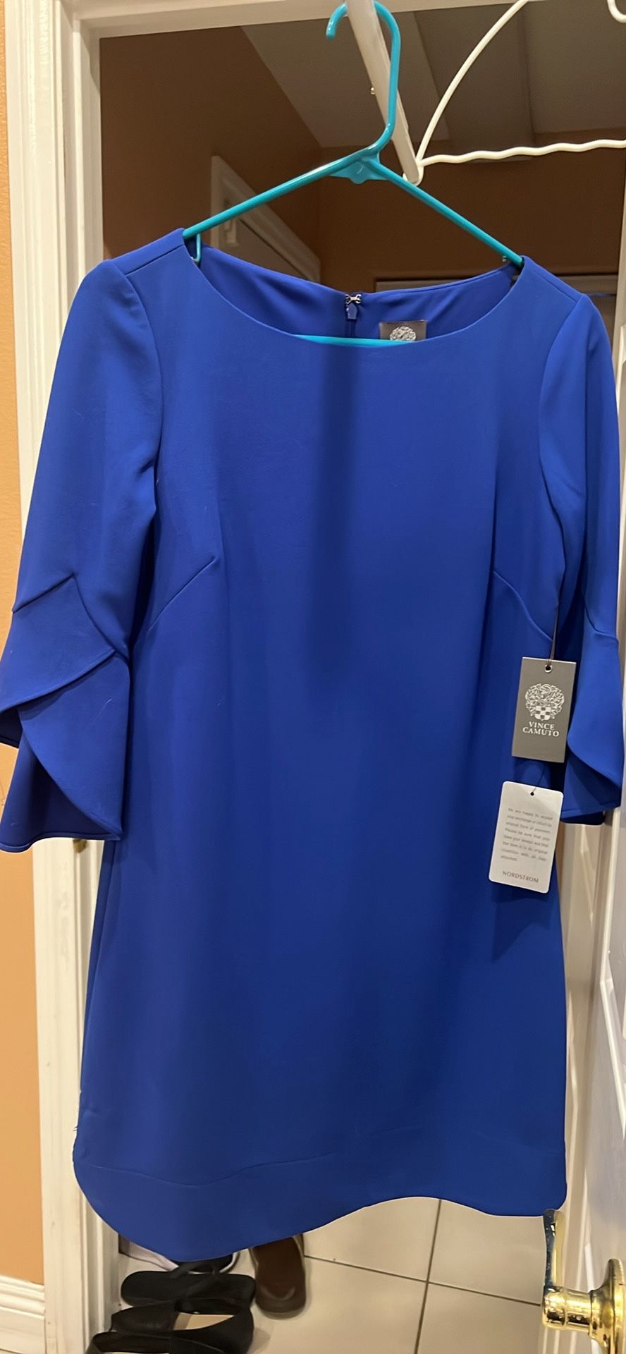Vince Camuto Bell Sleeve Royal Blue Mini Dress Size 4Petite NEW