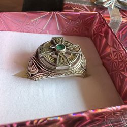 Vintage Chrome Heart Style Silver Ring