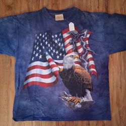 Mountain American Flag Eagle Men’s T-Shirt Size L
