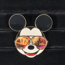 Mickey Mouse Head Sunglasses Palm Trees Sunset Disney Collectible Trading Pin