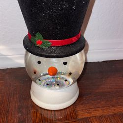 Bath & Body Water Globe Snowman 3 Wick Pedestal Candle Holder Works 