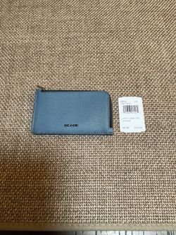 Coach L-Zip Card Case Caviar Leather — Light Denim NWT