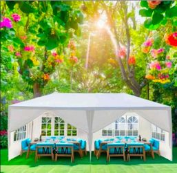 10' x 20' Outdoor White Waterproof Gazebo Canopy Tent with Removable Sidewalls Windows